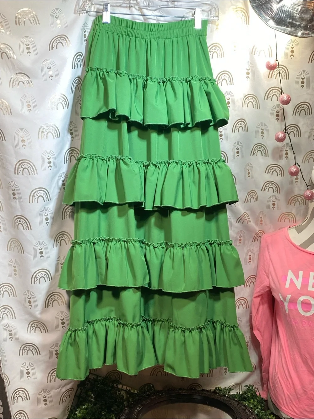 Green Ruffled Tiered Women's Skirt